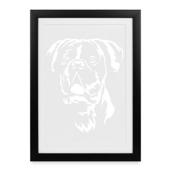 Boxer Kopf "Black Edition" - Gerahmtes Poster (27 × 37 cm) - Schwarz - Vorne
