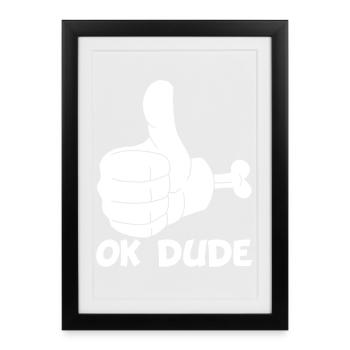Ok mec ! (blanc) - Affiche encadrée (27 × 37 cm) - noir - Devant