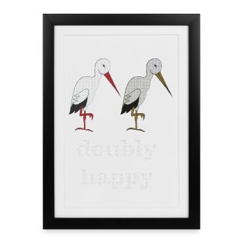 cigogne doublement heureuse - Affiche encadrée (27 × 37 cm) - noir - Devant