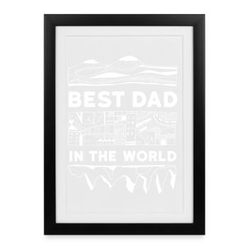 Meilleur papa du monde! Père Aventure - Affiche encadrée (27 × 37 cm) - noir - Devant