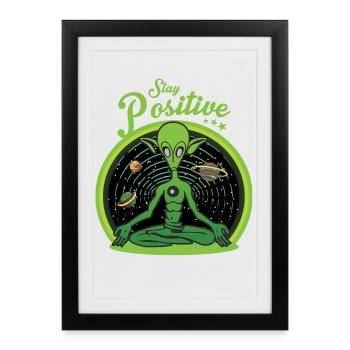 Yoga Alien - Affiche encadrée (27 × 37 cm) - noir - Devant