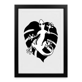 Salamander and leaf - Framed poster (27 × 37 cm) - black - Front