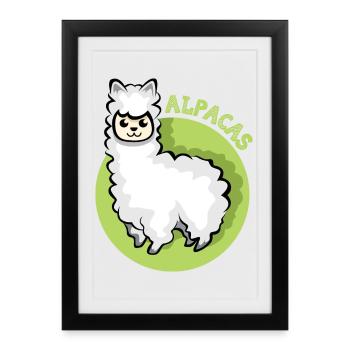 alpaca llama symbol comic cartoon cute alpaca icon - Framed poster (27 × 37 cm) - black - Front