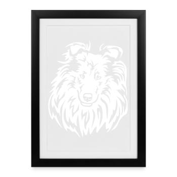 Collie Head "Black Edition" - Framed poster (27 × 37 cm) - black - Front