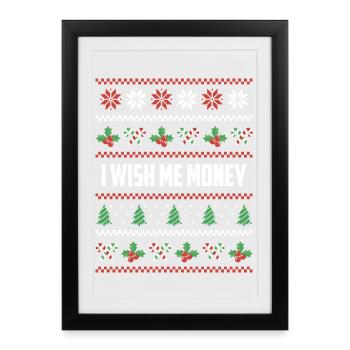 Je veux de l’argent pour Noël - Affiche encadrée (27 × 37 cm) - noir - Devant
