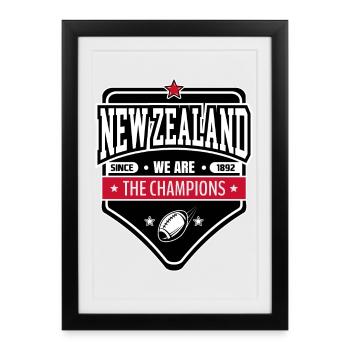 New Zealand Victory Badge | Sporty Badge - Framed poster (27 × 37 cm) - black - Front