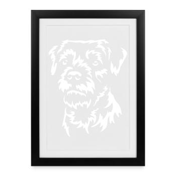 Border Terrier Head "Black Edition" - Framed poster (27 × 37 cm) - black - Front