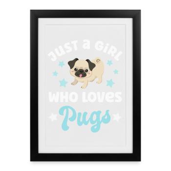 Dog Pug Pugs Pugs - Framed poster (27 × 37 cm) - black - Front