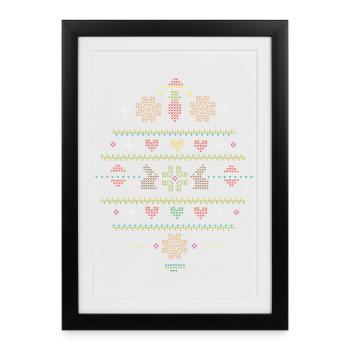 Easter motifs in knitting pattern style for Easter - Framed poster (27 × 37 cm) - black - Front