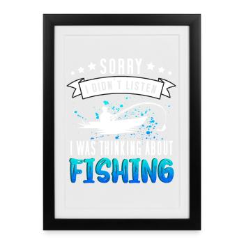 Conception de pêche amusante - motif de pêcheur amusant - Affiche encadrée (27 × 37 cm) - noir - Devant