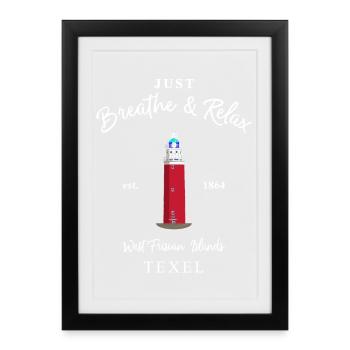 Texel, Relax Lighthouse Eierland, Pays-Bas - Affiche encadrée (27 × 37 cm) - noir - Devant