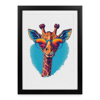 Girafe avec une vue dégagée - Affiche encadrée (27 × 37 cm) - noir - Devant