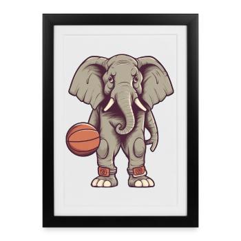 Basketball Elephant - Framed poster (27 × 37 cm) - black - Front