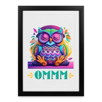 Owl of Inner Peace, The Meditative T-Shirt - Framed poster (27 × 37 cm) - black - Front