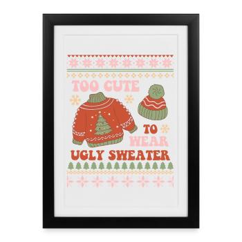 Pull de Noël moche - Affiche encadrée (27 × 37 cm) - noir - Devant