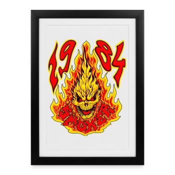 Smoker fire monster, 84' tees - Framed poster (27 × 37 cm) - black - Front