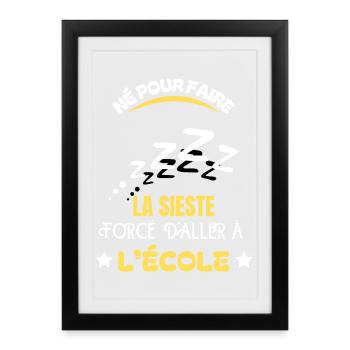 La Sieste Forcée À l'École - Affiche encadrée (27 × 37 cm) - noir - Devant
