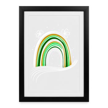 Arc en ciel de la fête irlandaise avec Shamrock St Patrick’s Day - Affiche encadrée (27 × 37 cm) - noir - Devant