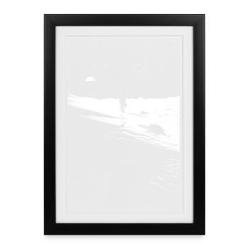 Path through the desert with footprints - Monochrome Art - Framed poster (27 × 37 cm) - black - Front