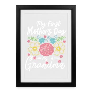 Oma Erster Muttertag - Gerahmtes Poster (27 × 37 cm) - Schwarz - Vorne