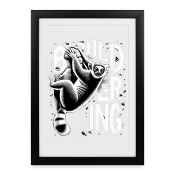 Bouldering Lemur Climbing Gift - Framed poster (27 × 37 cm) - black - Front