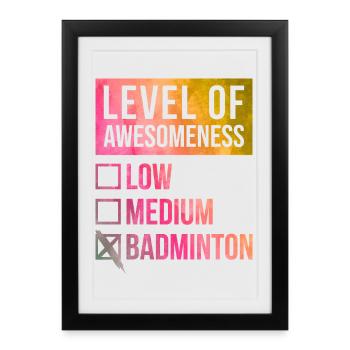 Badminton Badminton Badminton - Affiche encadrée (27 × 37 cm) - noir - Devant