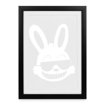 Weißes Kaninchen zeigt sich - Gerahmtes Poster (27 × 37 cm) - Schwarz - Vorne