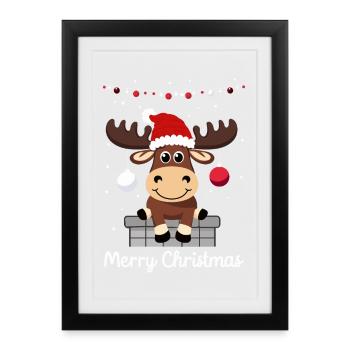 Sweet Christmas Moose - Framed poster (27 × 37 cm) - black - Front