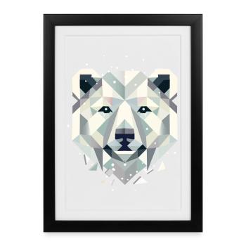 abstrakter Eisbär–Kraftvolle Eleganz des Nordens - Gerahmtes Poster (27 × 37 cm) - Schwarz - Vorne