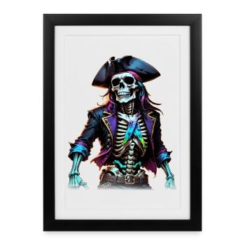 Pirate Skeleton Illustration - Framed poster (27 × 37 cm) - black - Front