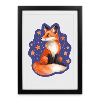 Fox and Stars - Framed poster (27 × 37 cm) - black - Front