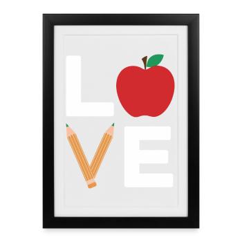 Love Apple Pencil Typography - Framed poster (27 × 37 cm) - black - Front