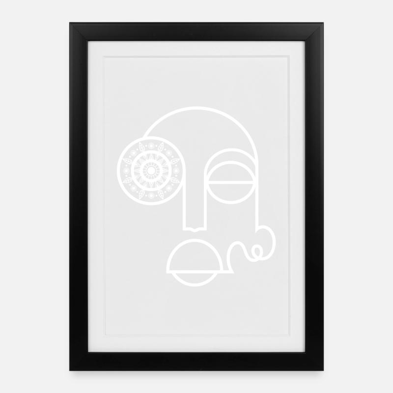 Abstraktes Gesicht / Modernes abstraktes Gesicht - Gerahmtes Poster (27 × 37 cm) - Schwarz