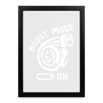 boost mode on - Turbo Cartoon for Tuner Car Fans - Framed poster (27 × 37 cm) - black - Front