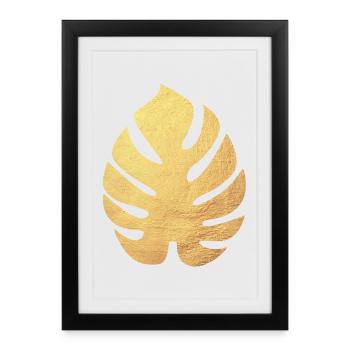 Philodendron Leaf Gold Botany Nature Flora Organic - Framed poster (27 × 37 cm) - black - Front