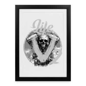 Conception du crâne de moto V-Twin - Affiche encadrée (27 × 37 cm) - noir - Devant