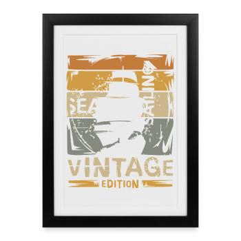 Sailing Vintage Edition – Retro Segeln Design - Affiche encadrée (27 × 37 cm) - noir - Devant