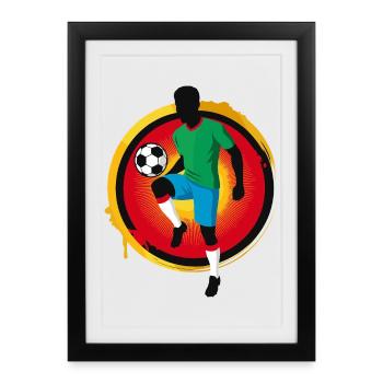 Footballeur puissant – Graphismes de sport rétro - Affiche encadrée (27 × 37 cm) - noir - Devant