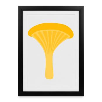 Yellow Chanterelle Mushroom Illustration - Framed poster (27 × 37 cm) - black - Front
