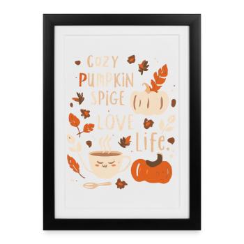 Autumnal Pumpkin Cozy Print Pumpkin Design - Framed poster (27 × 37 cm) - black - Front