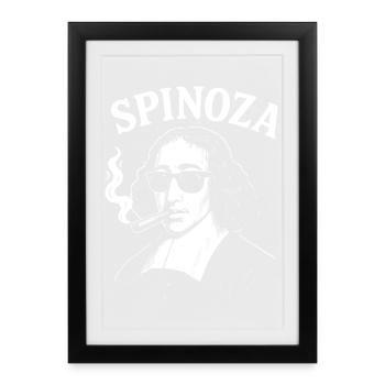 Portrait rebelle drôle de Spinoza avec cigarette - Affiche encadrée (27 × 37 cm) - noir - Devant
