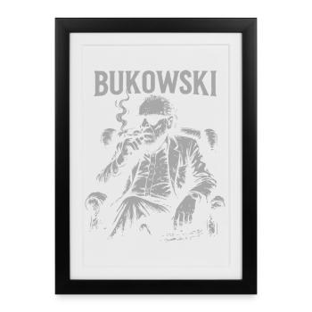 Bukowski Vibe Smoking Portrait - Affiche encadrée (27 × 37 cm) - noir - Devant