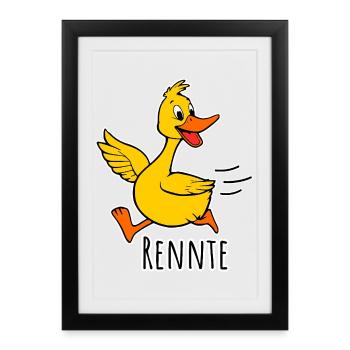 A cheerful little running duck - a race! - Framed poster (27 × 37 cm) - black - Front