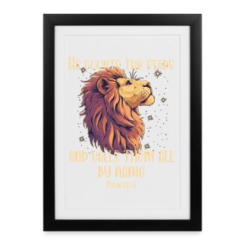 Leo Bible Verse Christian - Framed poster (27 × 37 cm) - black - Front