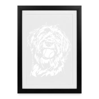 Briard Ball Balljunkie Chiens Wilsigns - Affiche encadrée (27 × 37 cm) - noir - Devant
