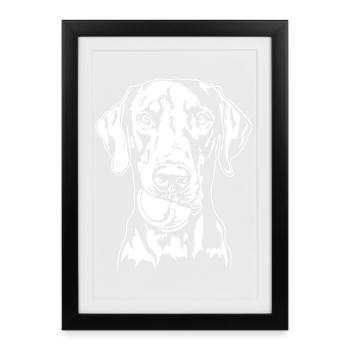 Doberman Ball Ball Junkie Dogs Wilsigns - Affiche encadrée (27 × 37 cm) - noir - Devant