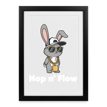 Hop n' Flow bunny with chain - Framed poster (27 × 37 cm) - black - Front