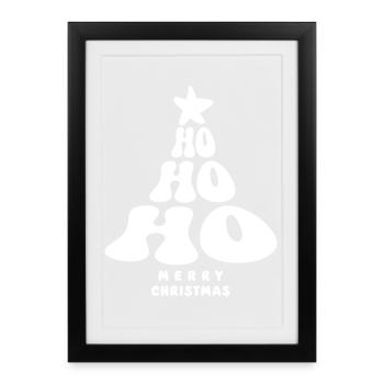 Joyeux Noël - Ho ho ho - Sapin de Noël - Affiche encadrée (27 × 37 cm) - noir - Devant
