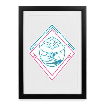 Whale Geometric Shapes – Trendy Hipster Design - Framed poster (27 × 37 cm) - black - Front