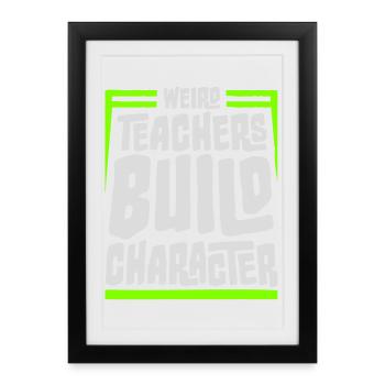 Des professeurs bizarres construisent un personnage Logo drôle d’enseignant - Affiche encadrée (27 × 37 cm) - noir - Devant